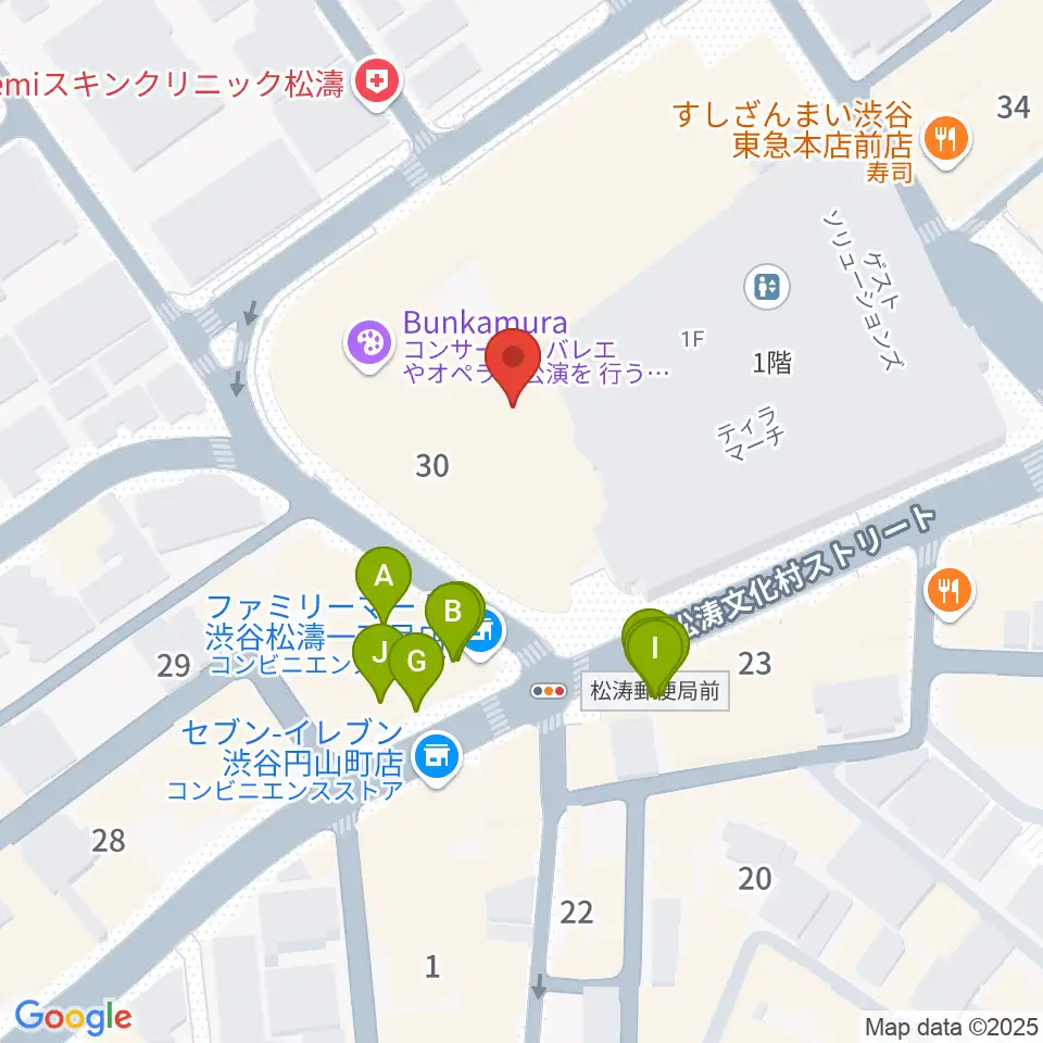 シアターコクーン周辺のファミレス・ファーストフード一覧地図
