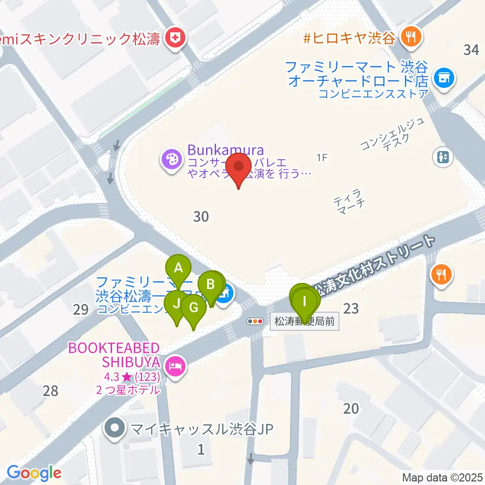 シアターコクーン周辺のファミレス・ファーストフード一覧地図