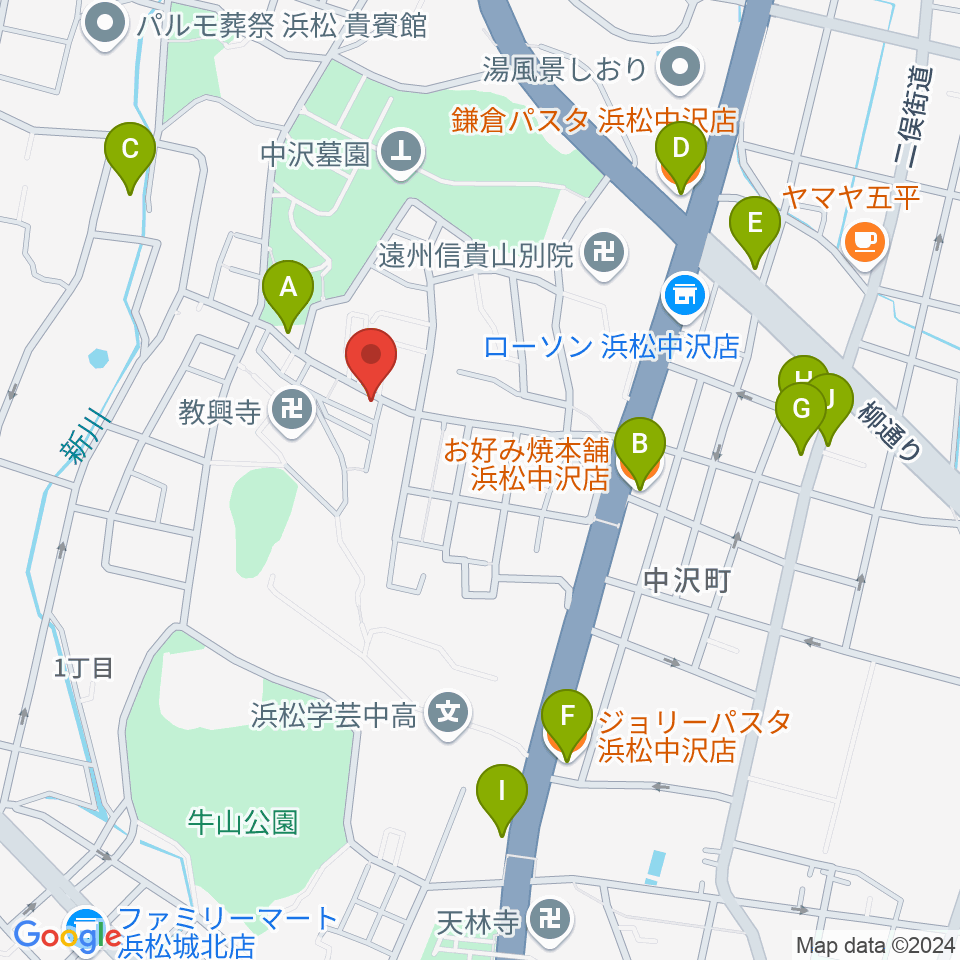 さくらギター教室周辺のファミレス・ファーストフード一覧地図