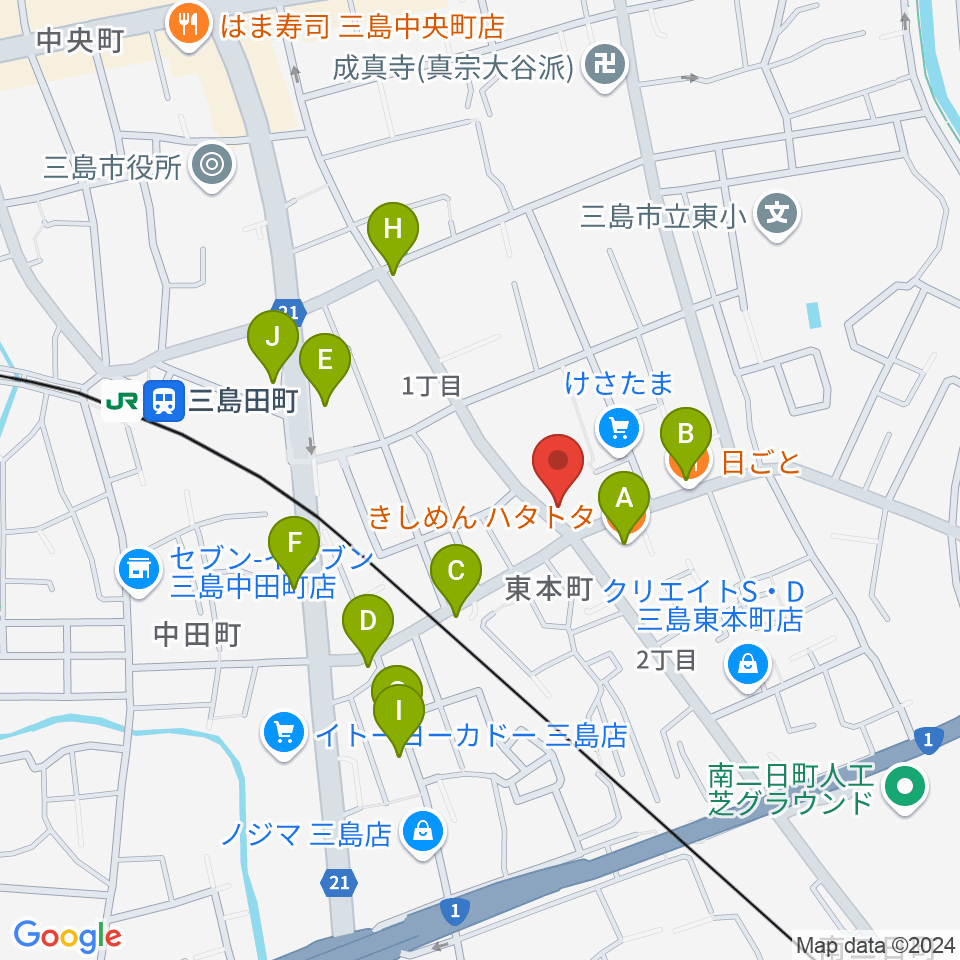 art musique 音楽教室周辺のファミレス・ファーストフード一覧地図