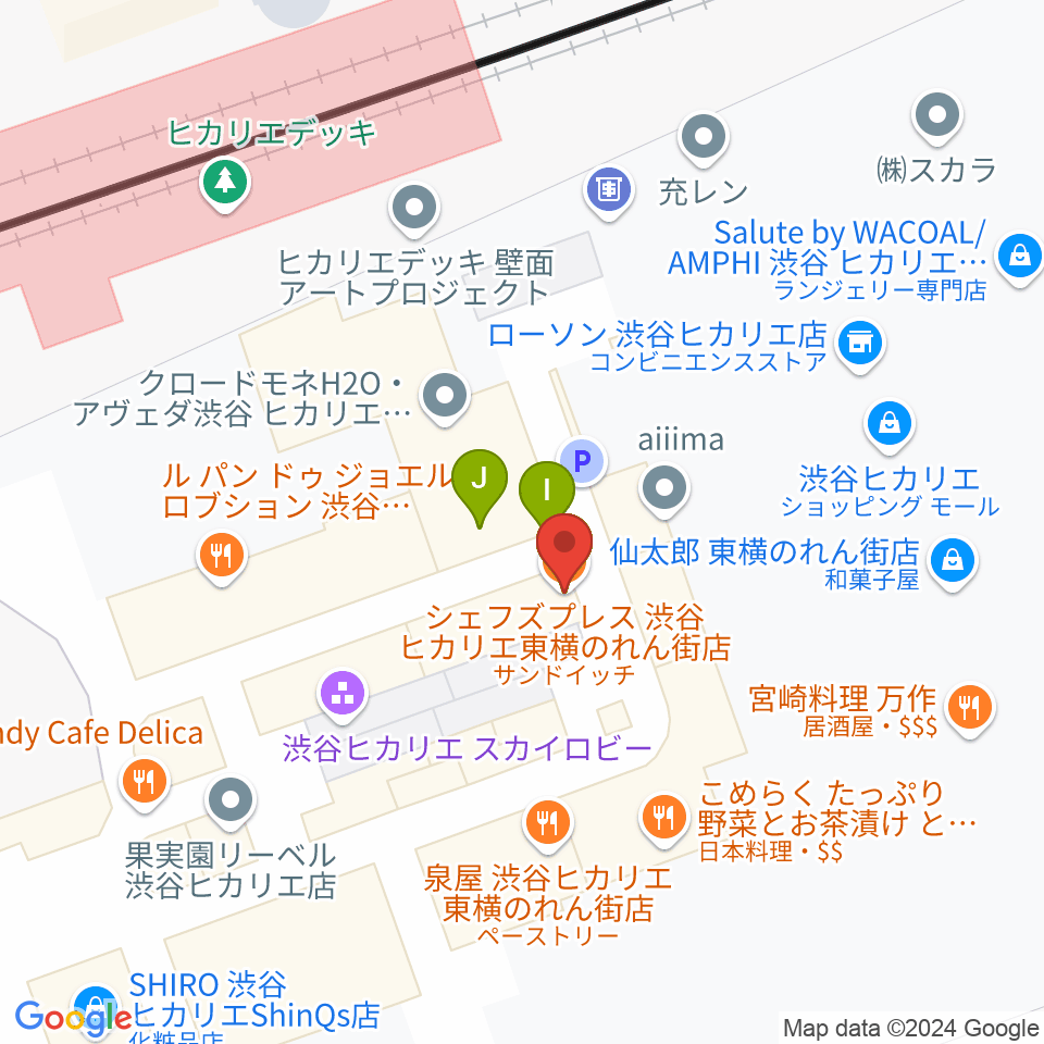 渋谷ヒカリエ 8/（ハチ）周辺のファミレス・ファーストフード一覧地図