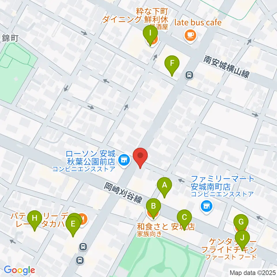 ギターショップ・メイヤ周辺のファミレス・ファーストフード一覧地図