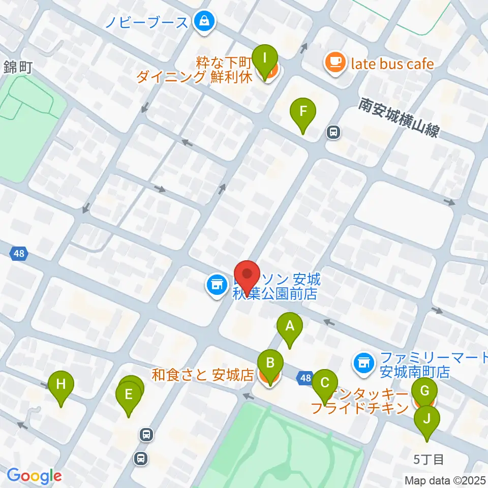 ギターショップ・メイヤ周辺のファミレス・ファーストフード一覧地図