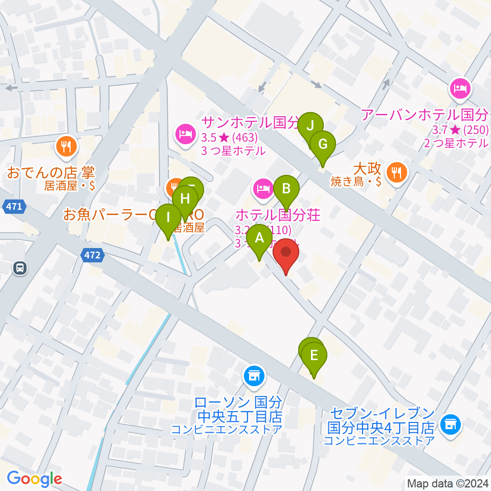 ジャズ喫茶ジャンゴ周辺のファミレス・ファーストフード一覧地図