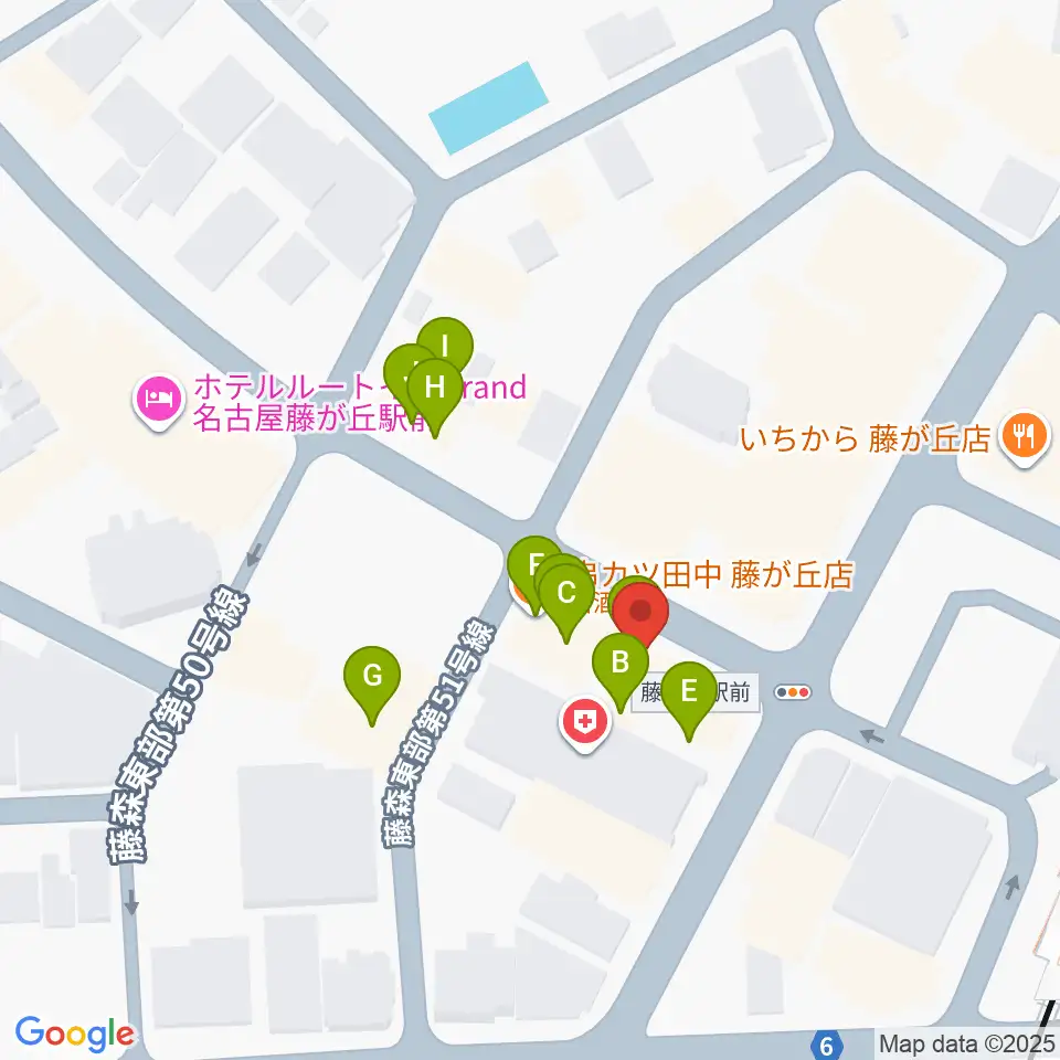 名古屋新堀ギター音楽院 藤ヶ丘教室周辺のファミレス・ファーストフード一覧地図