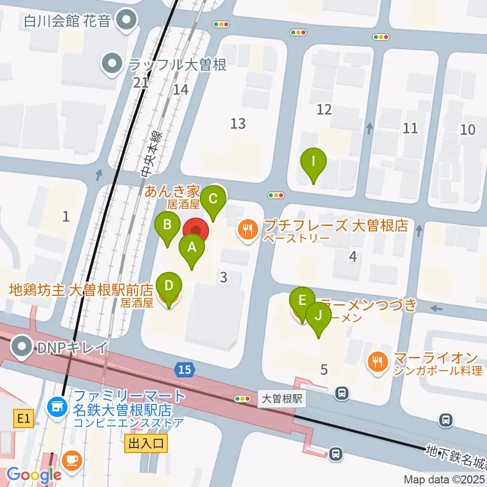 名古屋 新堀ギター音楽院 大曽根教室周辺のファミレス・ファーストフード一覧地図