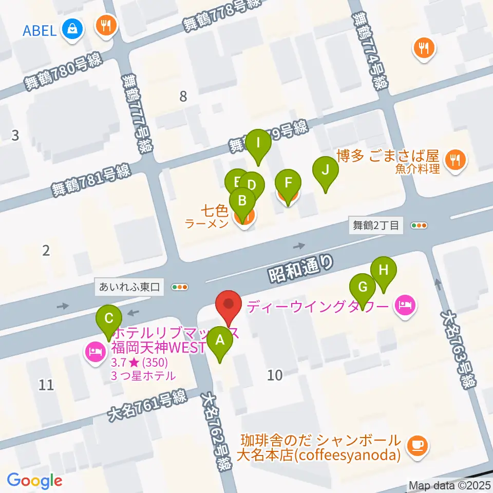 クレモナ楽器周辺のファミレス・ファーストフード一覧地図