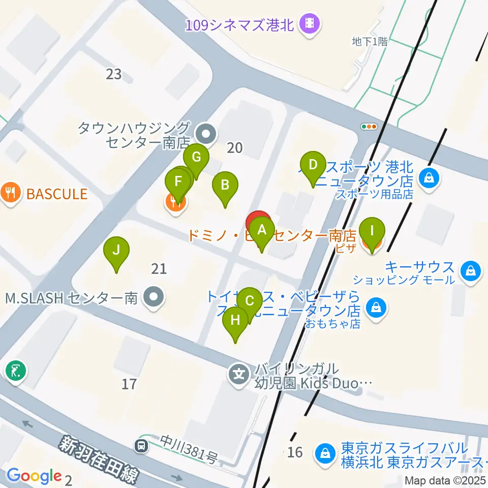 ホーリーアローズボーカルスクール周辺のファミレス・ファーストフード一覧地図