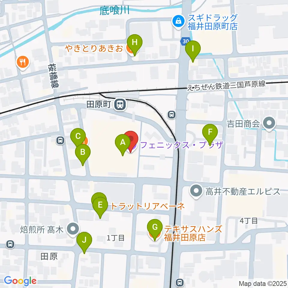 フェニックス・プラザ周辺のファミレス・ファーストフード一覧地図