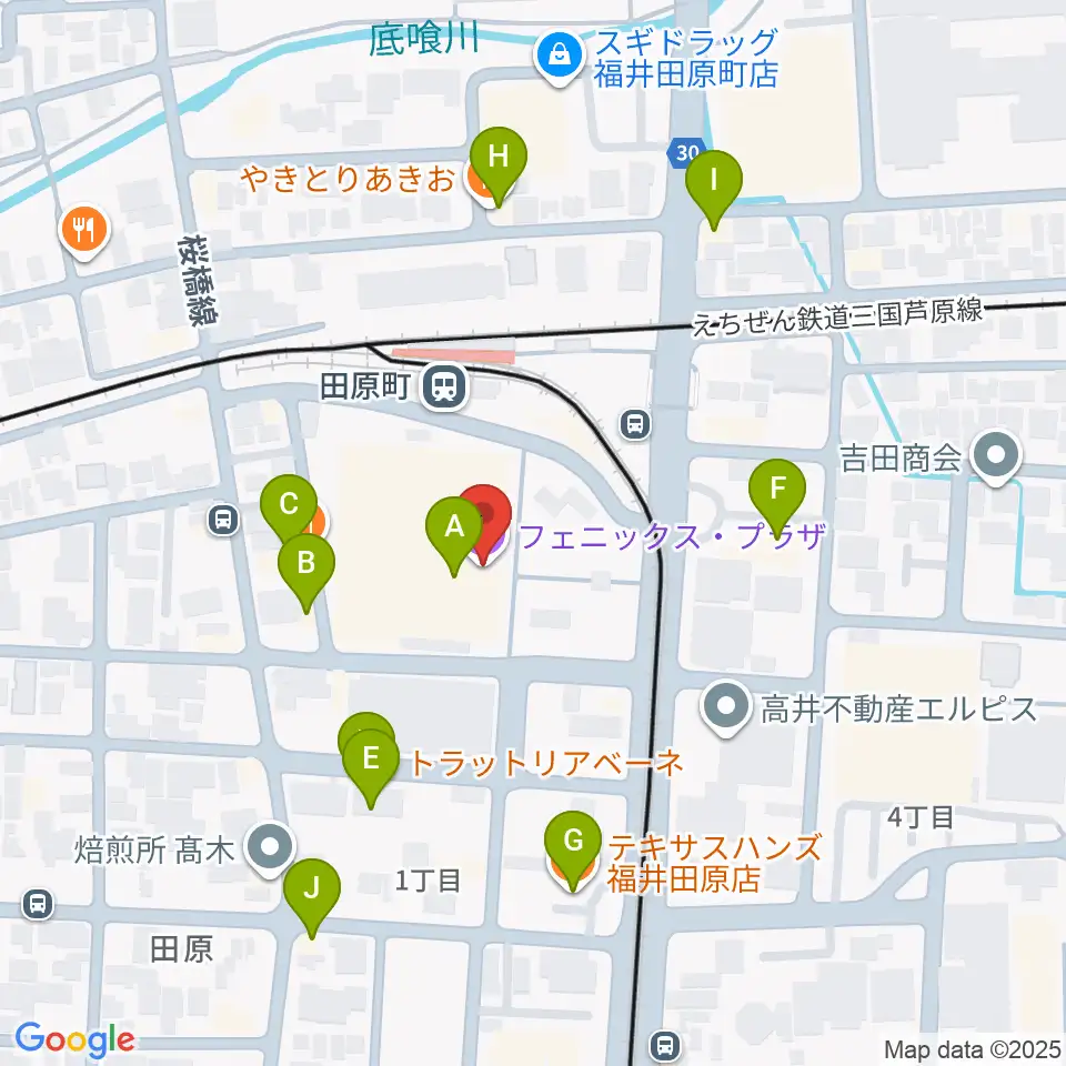 フェニックス・プラザ周辺のファミレス・ファーストフード一覧地図