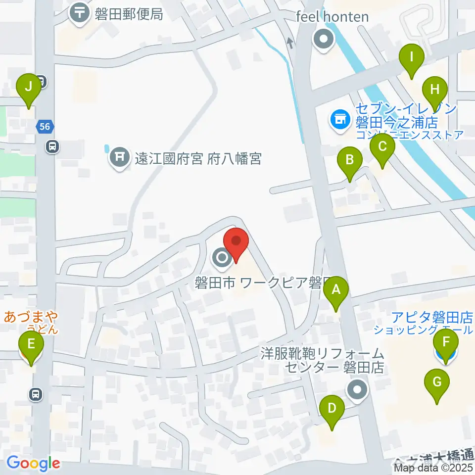 ワークピア磐田周辺のファミレス・ファーストフード一覧地図