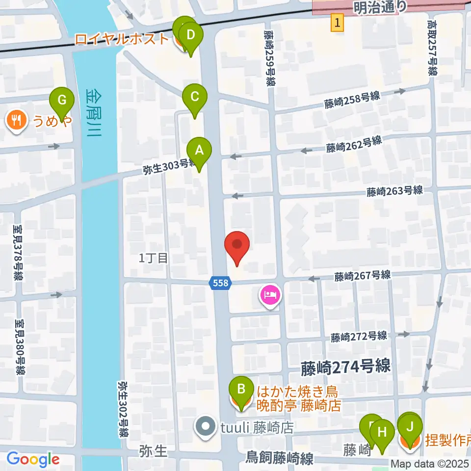 日本楽芸社 ピアノパーク周辺のファミレス・ファーストフード一覧地図