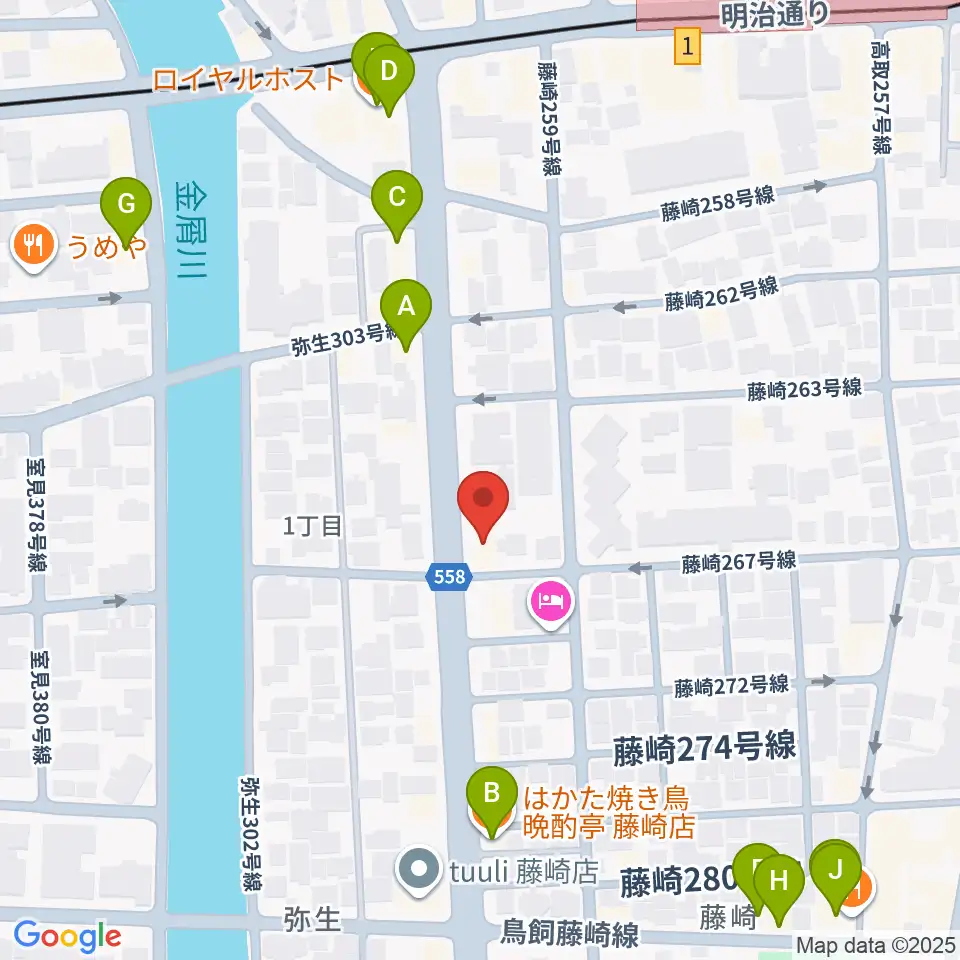 日本楽芸社 ピアノパーク周辺のファミレス・ファーストフード一覧地図