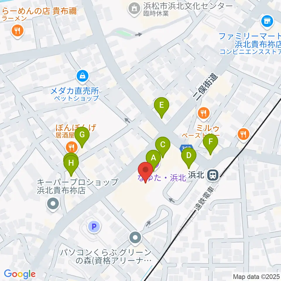なゆた・浜北 練習室周辺のファミレス・ファーストフード一覧地図