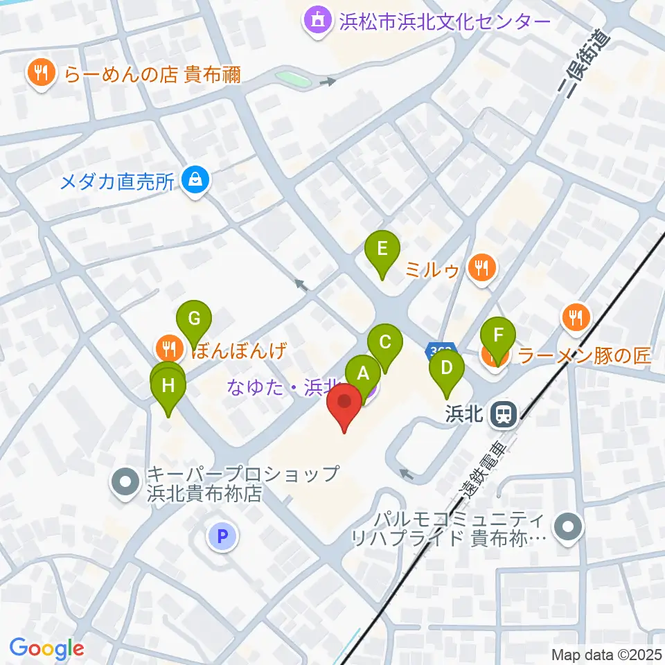 なゆた・浜北 練習室周辺のファミレス・ファーストフード一覧地図