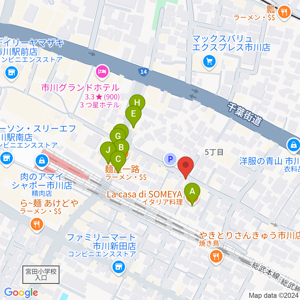 管楽器専門店 Groovin' Trumpet周辺のファミレス・ファーストフード一覧地図