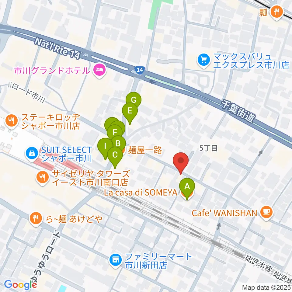 管楽器専門店 Groovin' Trumpet周辺のファミレス・ファーストフード一覧地図
