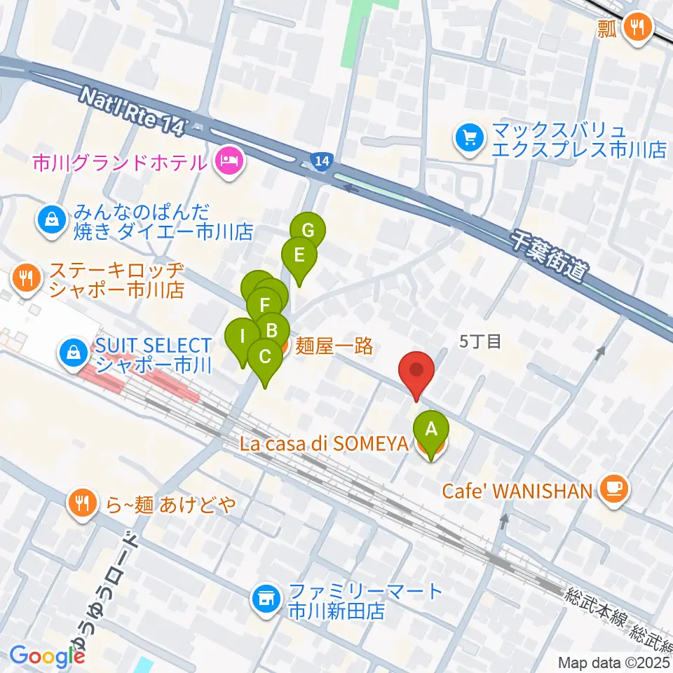 管楽器専門店 Groovin' Trumpet周辺のファミレス・ファーストフード一覧地図