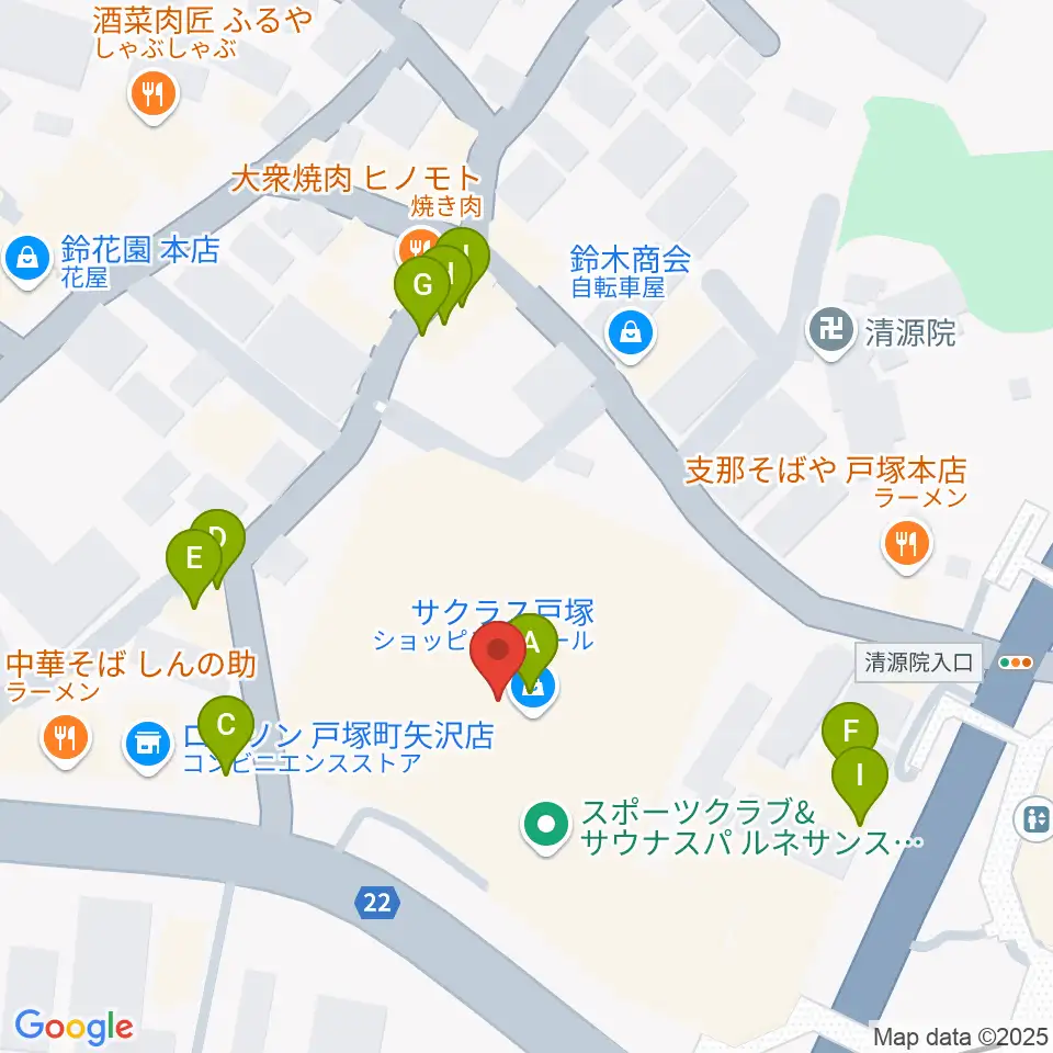 桜 音楽教室周辺のファミレス・ファーストフード一覧地図