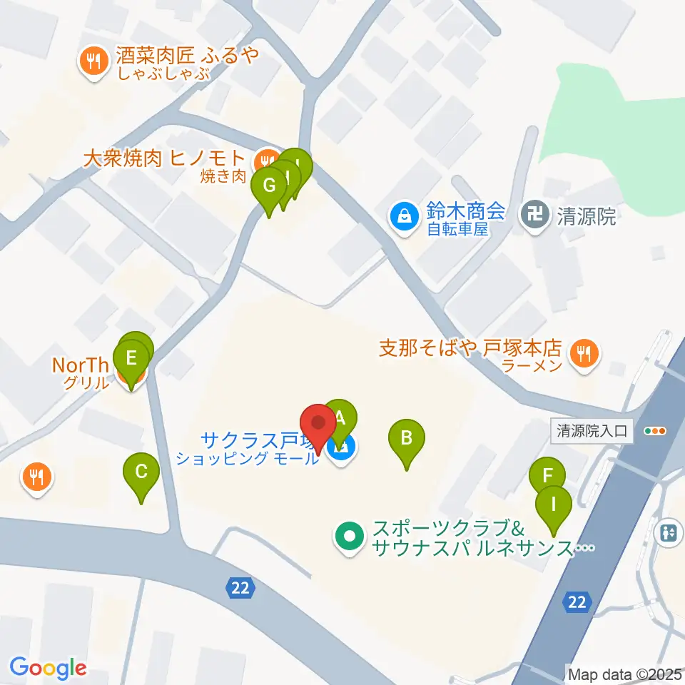 桜 音楽教室周辺のファミレス・ファーストフード一覧地図