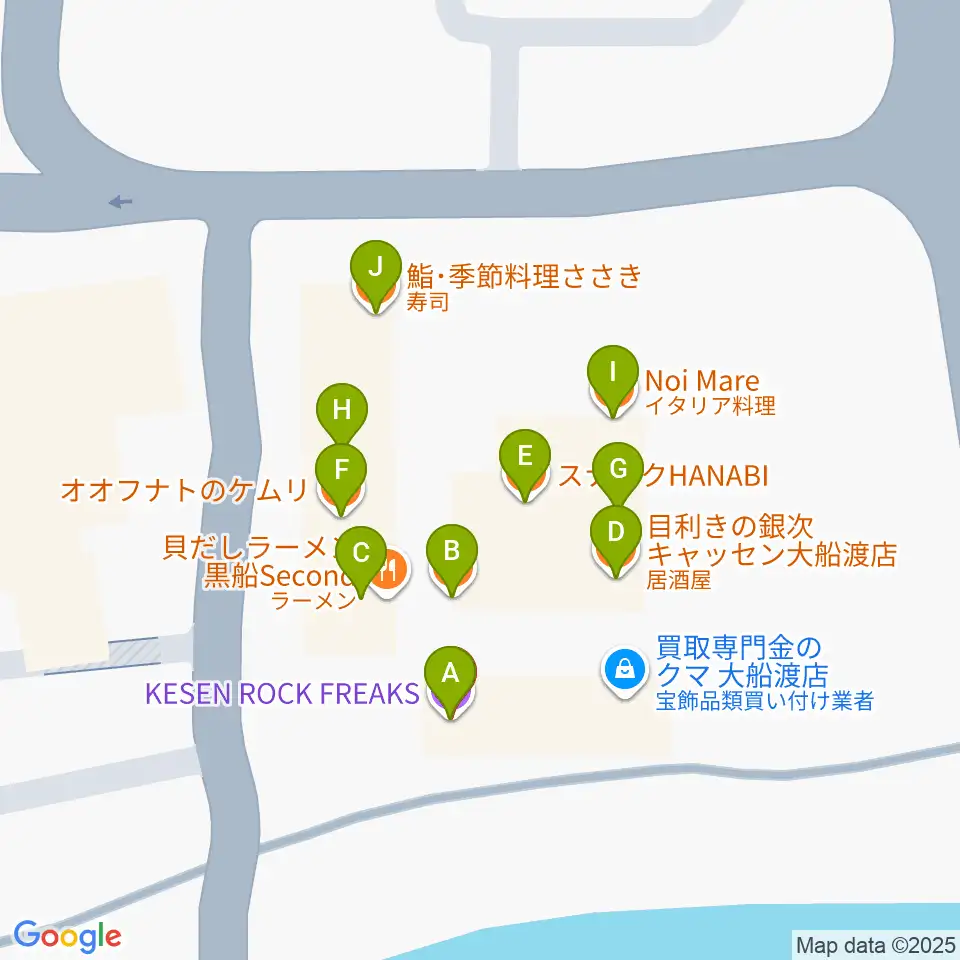 KESEN ROCK FREAKS周辺のファミレス・ファーストフード一覧地図