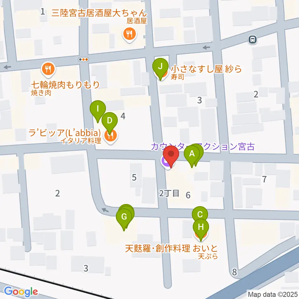 クラブカウンターアクション宮古周辺のファミレス・ファーストフード一覧地図