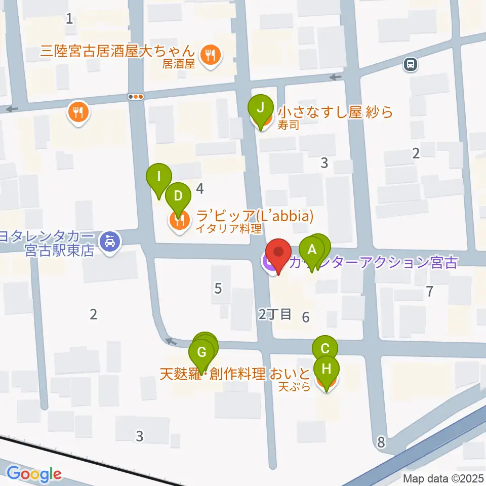 クラブカウンターアクション宮古周辺のファミレス・ファーストフード一覧地図