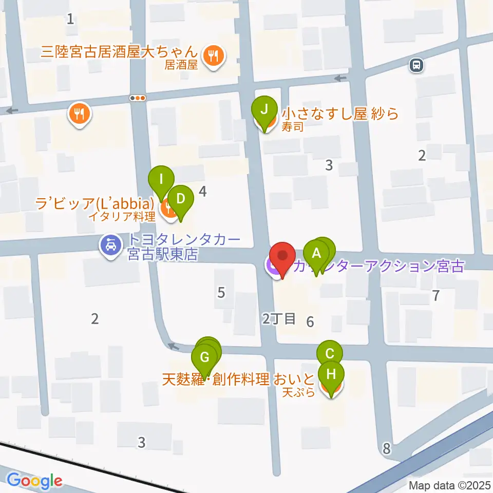 クラブカウンターアクション宮古周辺のファミレス・ファーストフード一覧地図