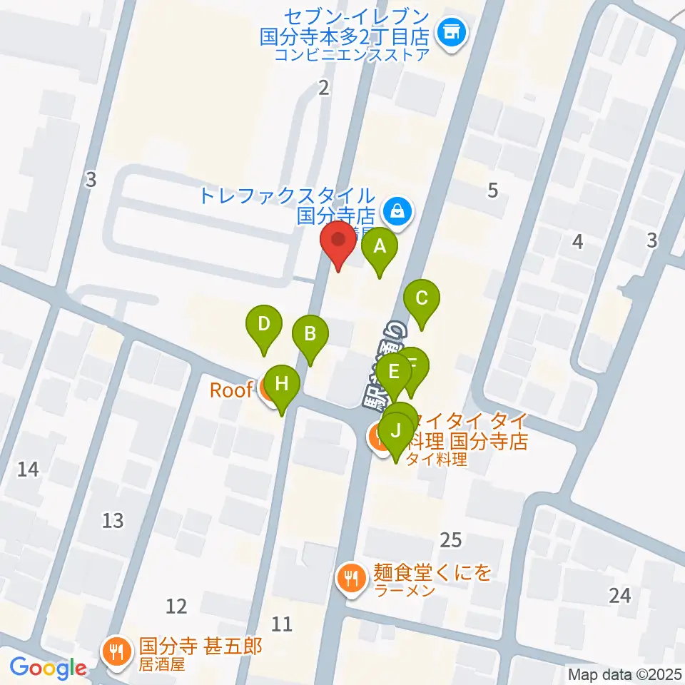 国分寺ギブハーツ周辺のファミレス・ファーストフード一覧地図