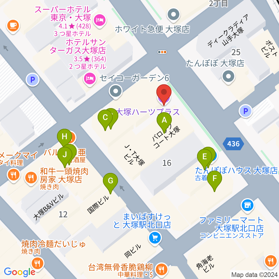 大塚Hearts+周辺のファミレス・ファーストフード一覧地図