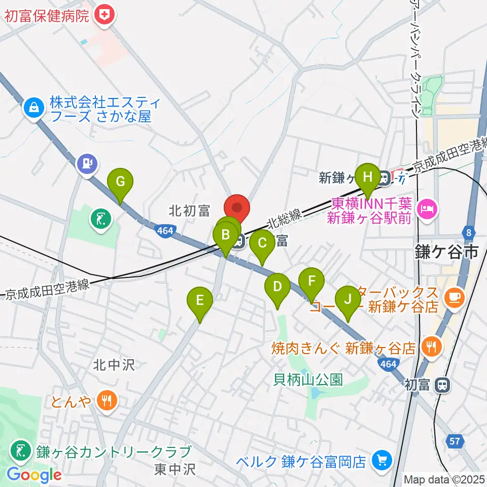 ハンドワイヤードガレージ周辺のファミレス・ファーストフード一覧地図