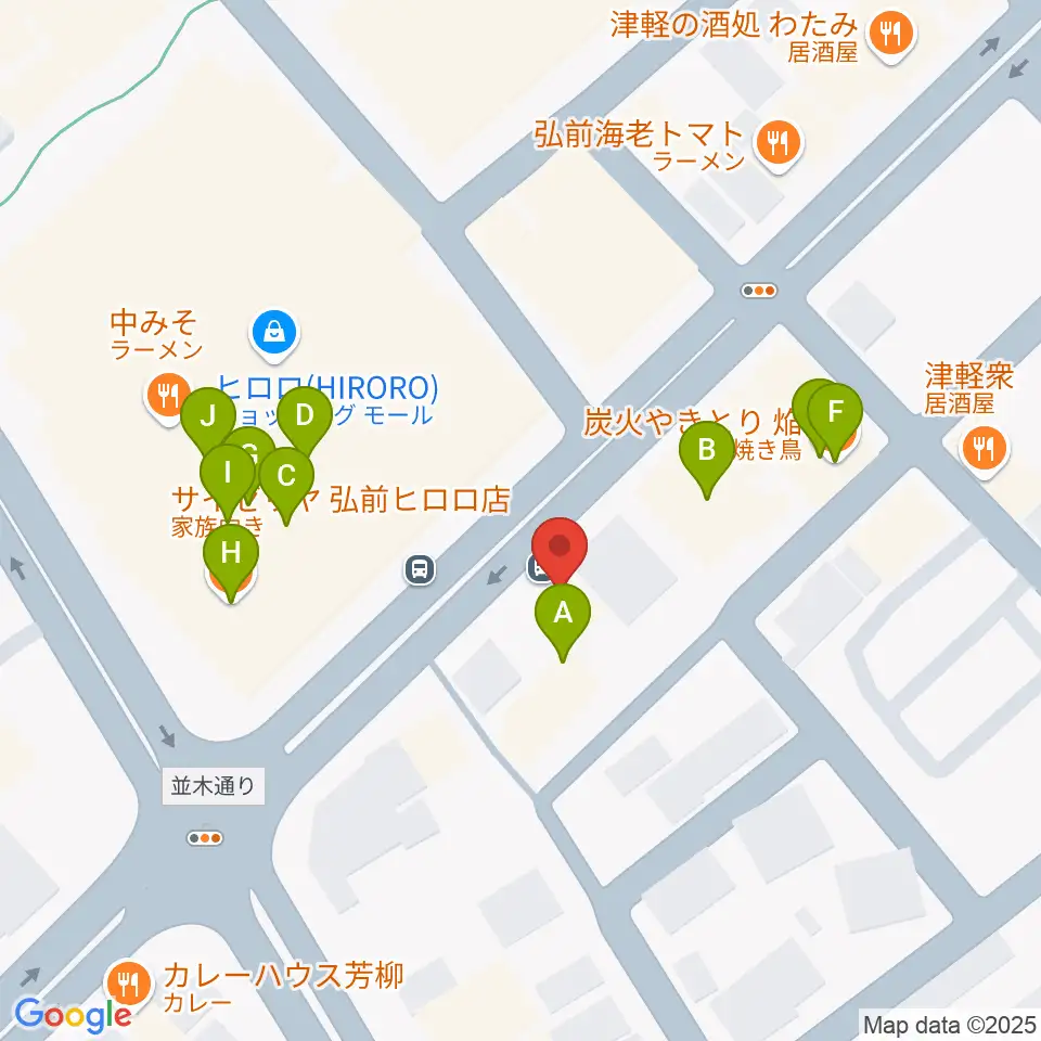 弘前ロビンズ・ネスト周辺のファミレス・ファーストフード一覧地図