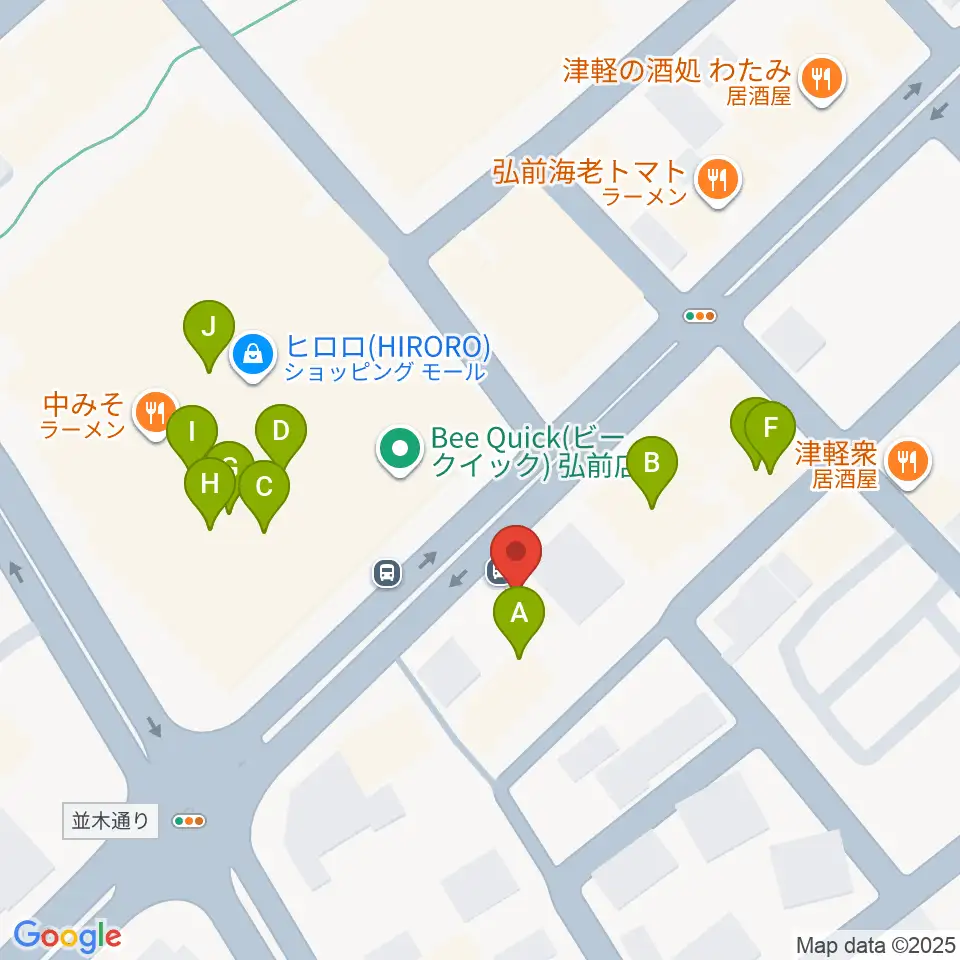 弘前ロビンズ・ネスト周辺のファミレス・ファーストフード一覧地図