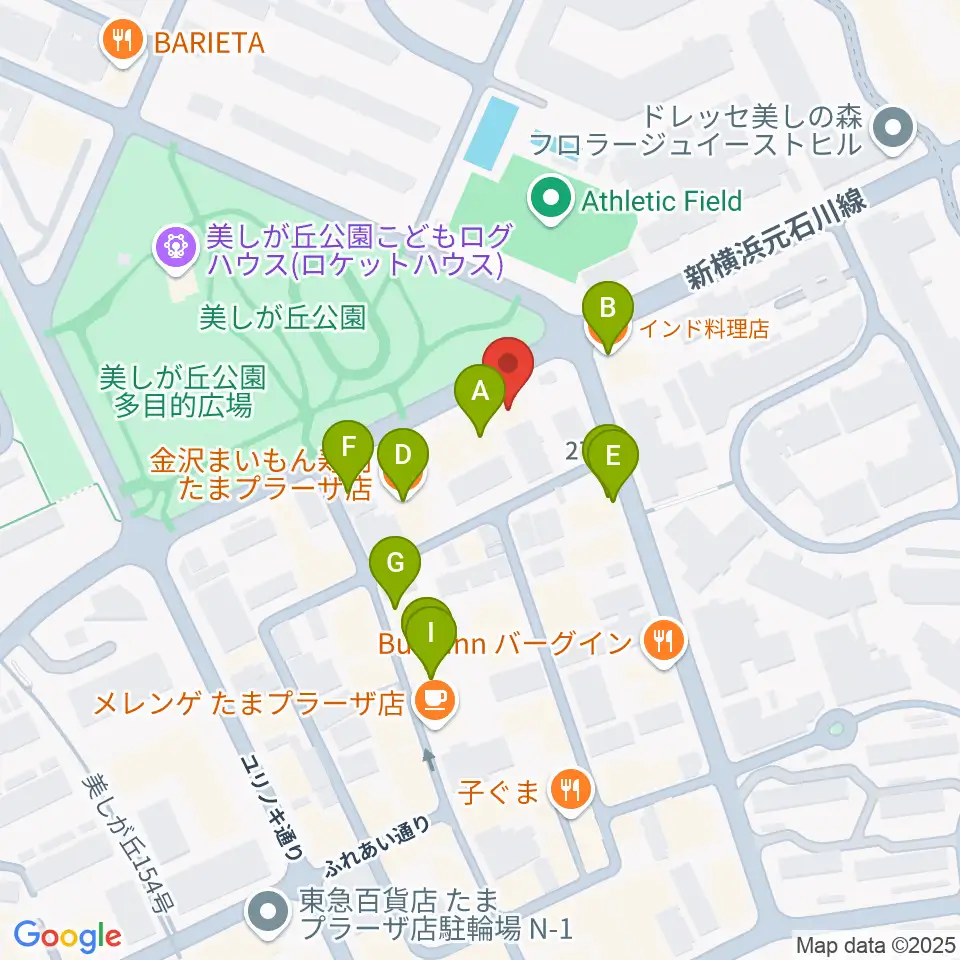 たまプラーザ STUDIO21周辺のファミレス・ファーストフード一覧地図