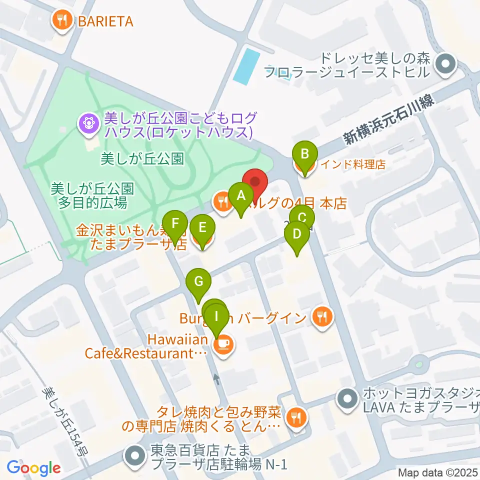 たまプラーザ STUDIO21周辺のファミレス・ファーストフード一覧地図