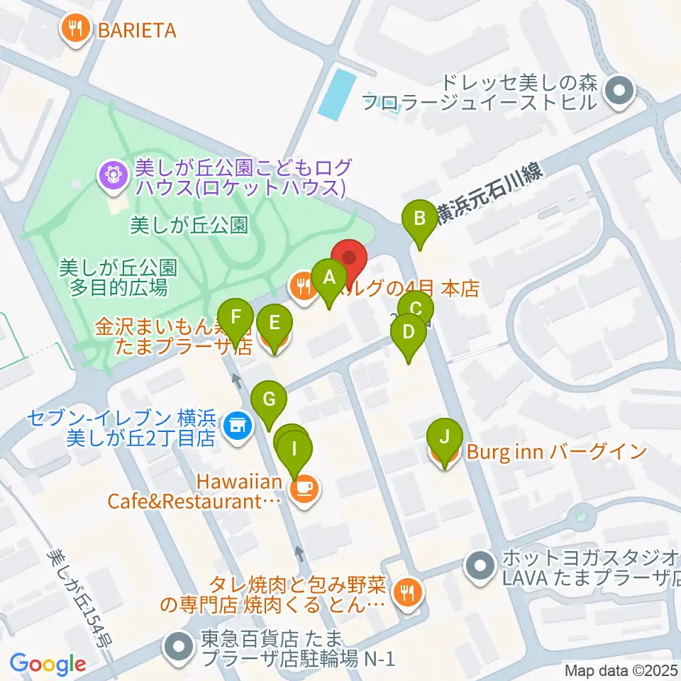 たまプラーザ STUDIO21周辺のファミレス・ファーストフード一覧地図