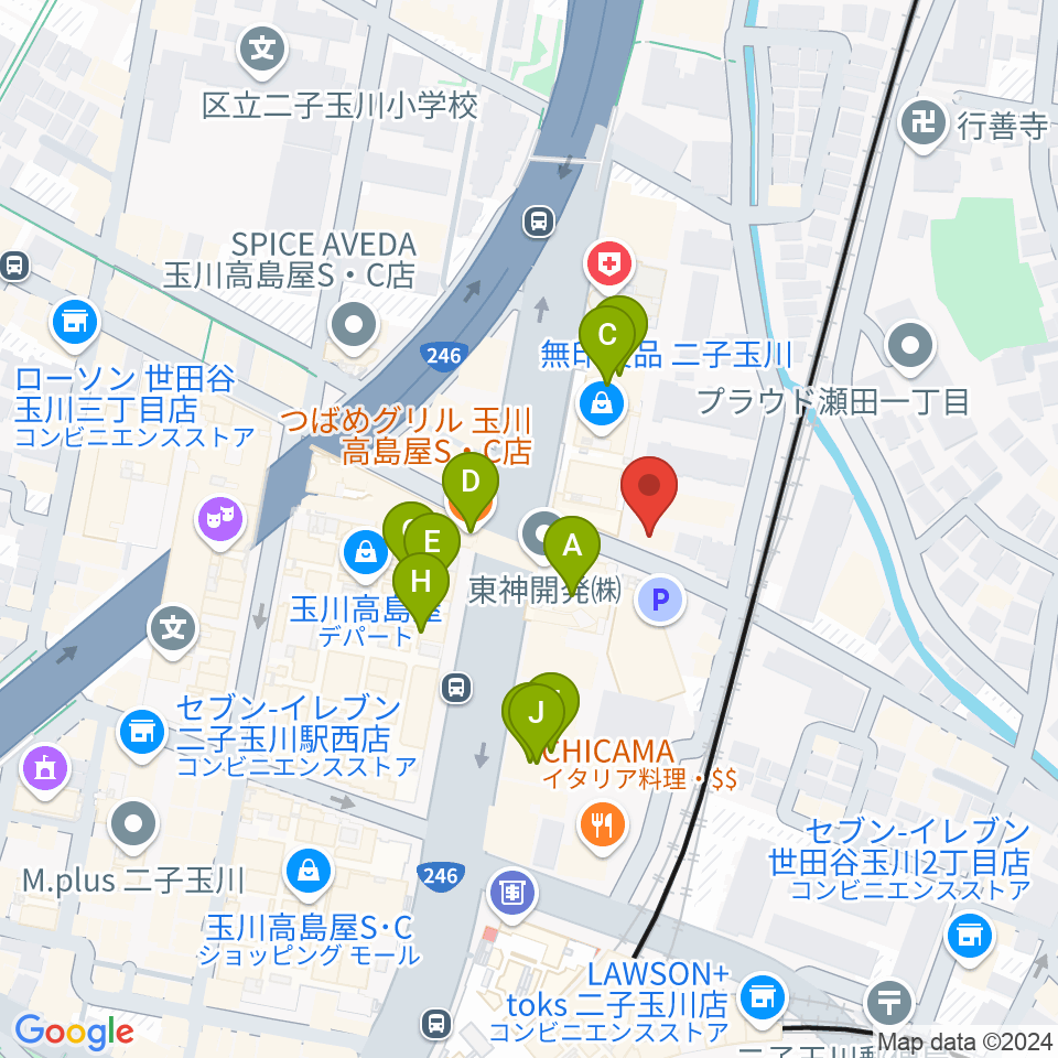 東京音実劇場周辺のファミレス・ファーストフード一覧地図