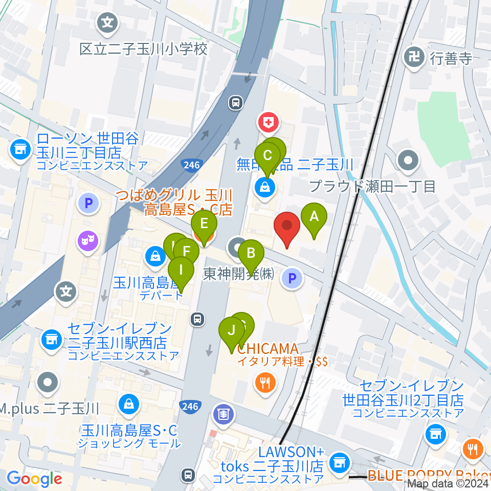 東京音実劇場周辺のファミレス・ファーストフード一覧地図