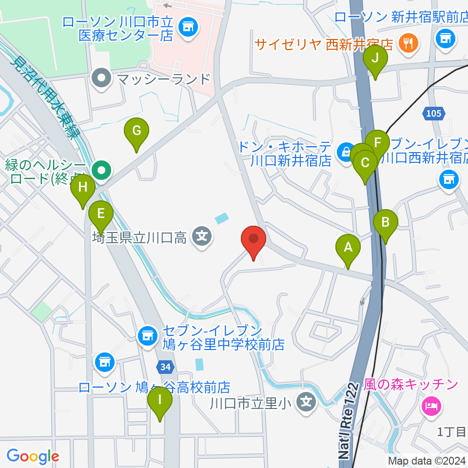 クラシカルスタジオ カルーソ周辺のファミレス・ファーストフード一覧地図