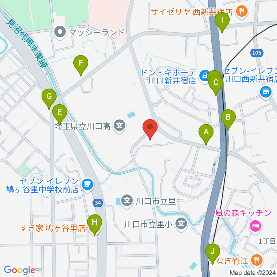 クラシカルスタジオ カルーソ周辺のファミレス・ファーストフード一覧地図