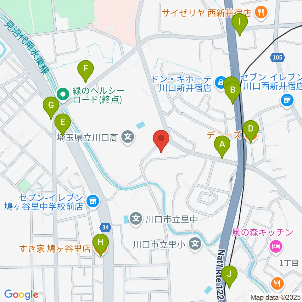 クラシカルスタジオ カルーソ周辺のファミレス・ファーストフード一覧地図