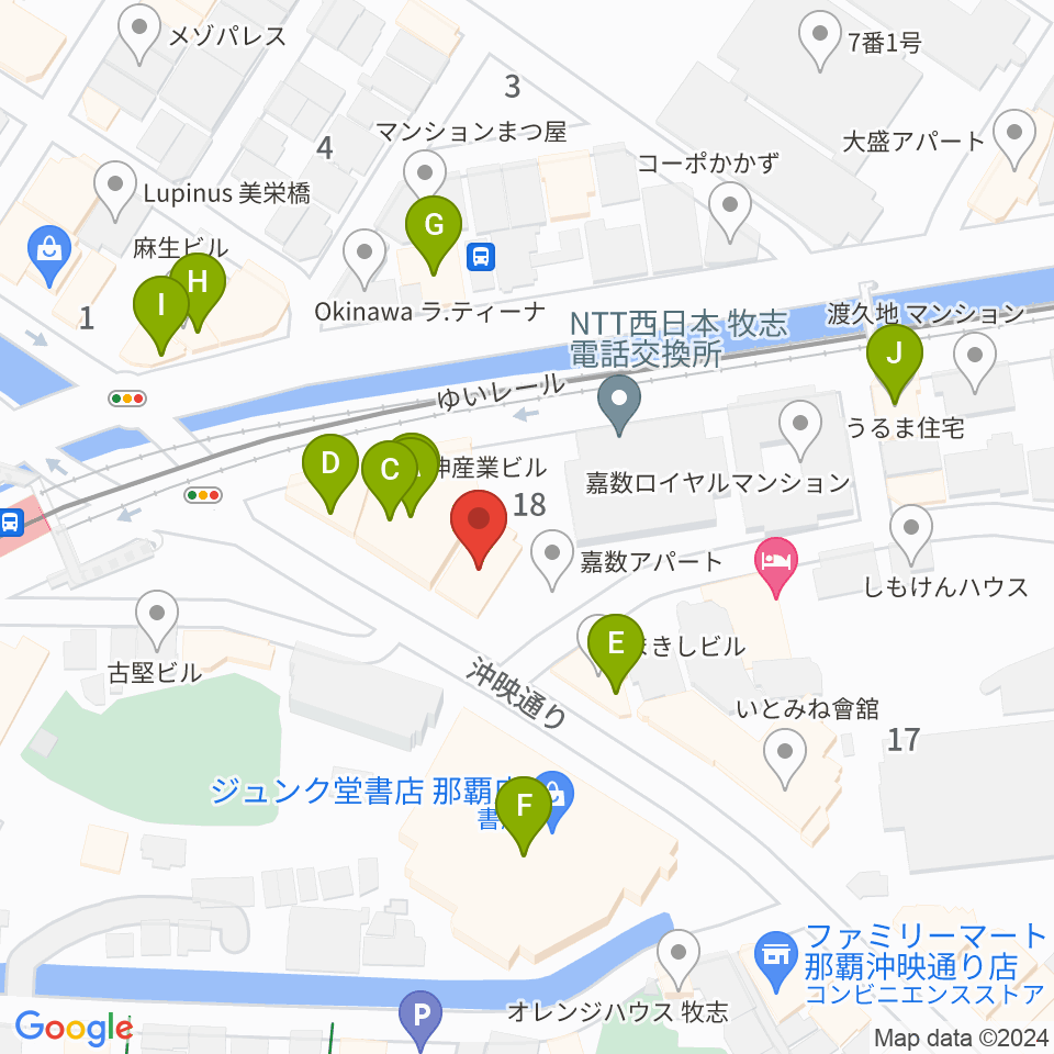 高良楽器店周辺のファミレス・ファーストフード一覧地図