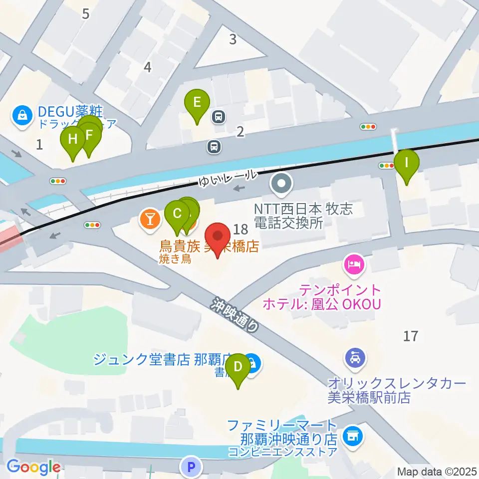 高良楽器店周辺のファミレス・ファーストフード一覧地図