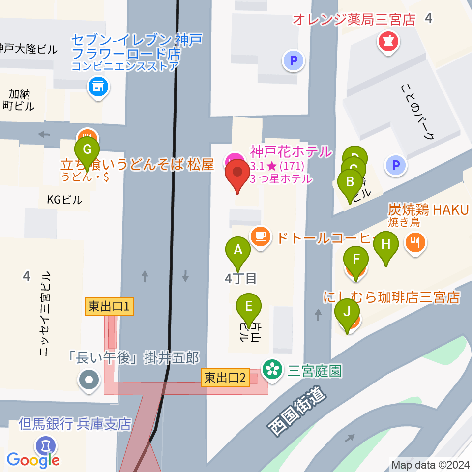 サウンド・トア周辺のファミレス・ファーストフード一覧地図