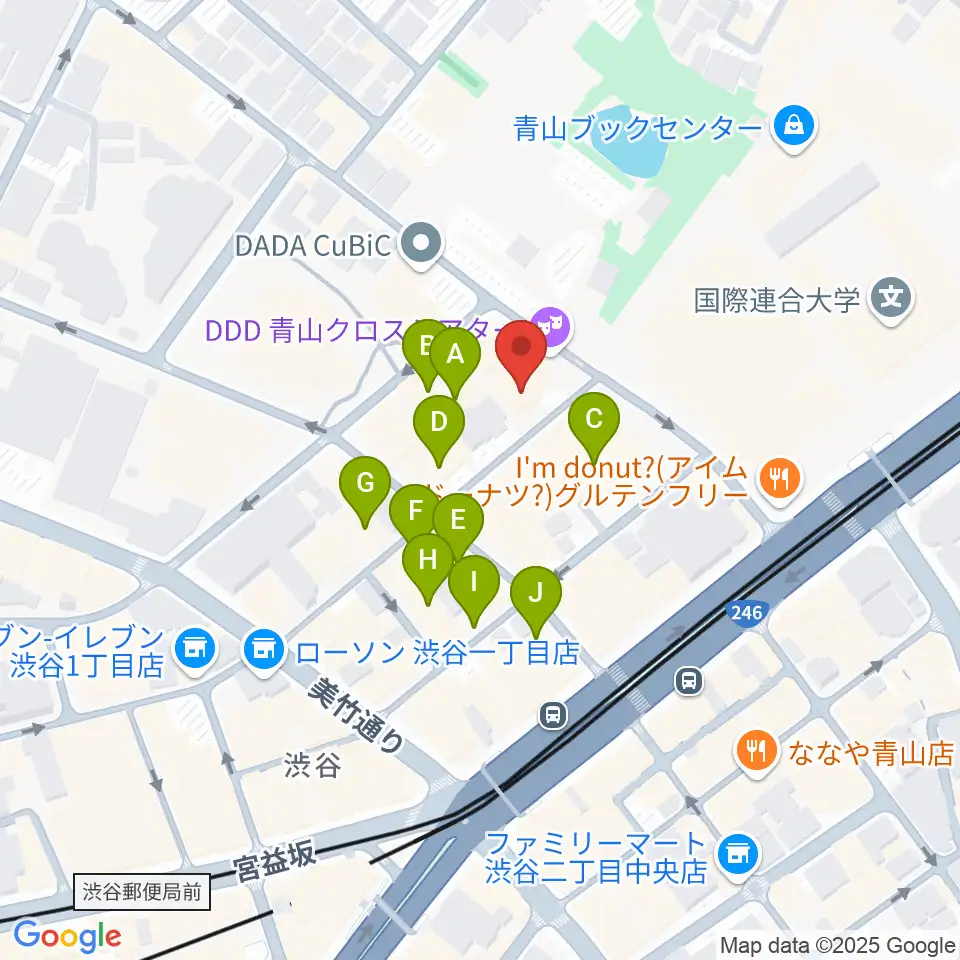 DDD青山クロスシアター周辺のファミレス・ファーストフード一覧地図