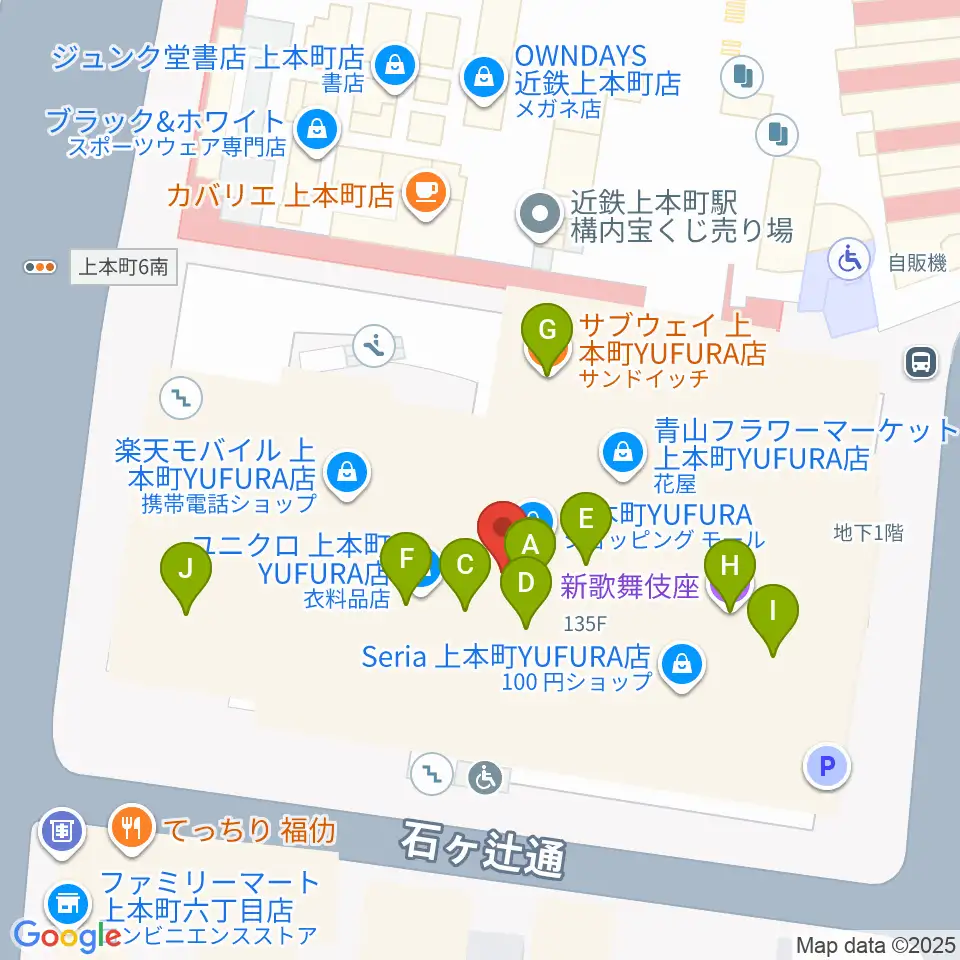 新歌舞伎座周辺のファミレス・ファーストフード一覧地図