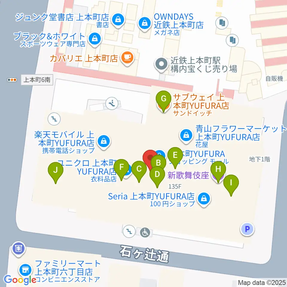 新歌舞伎座周辺のファミレス・ファーストフード一覧地図