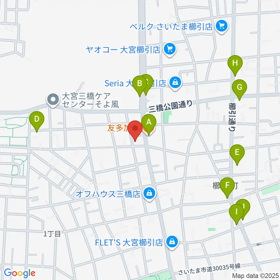 岸音楽教室周辺のファミレス・ファーストフード一覧地図