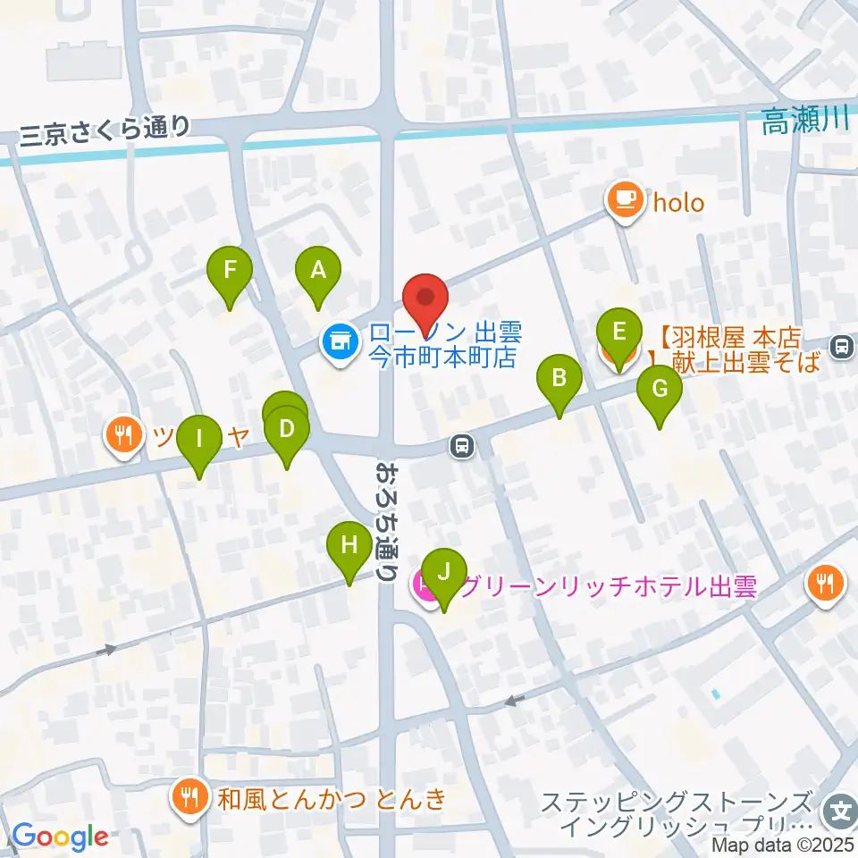 アツタ音楽教室 今市センター教室周辺のファミレス・ファーストフード一覧地図