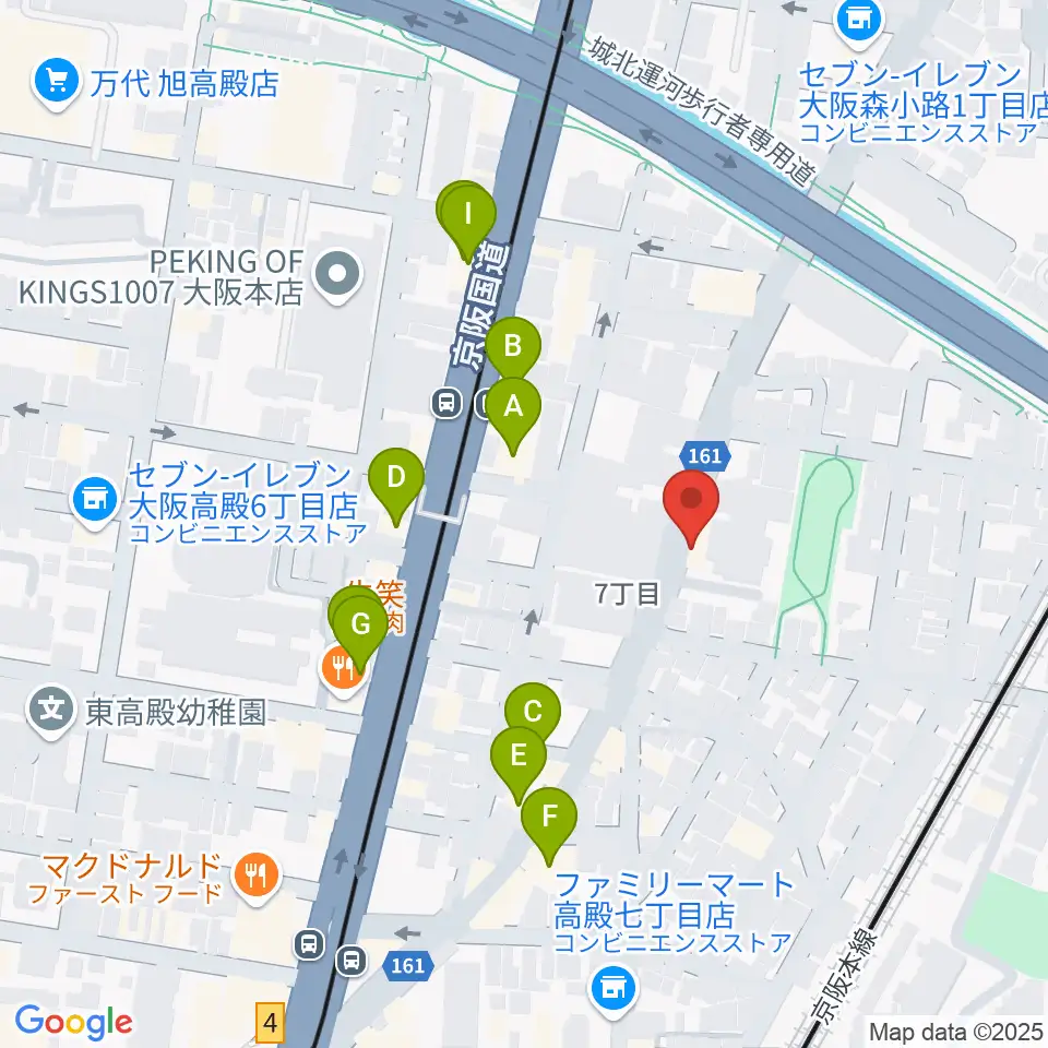 TEN-ON音楽教室周辺のファミレス・ファーストフード一覧地図